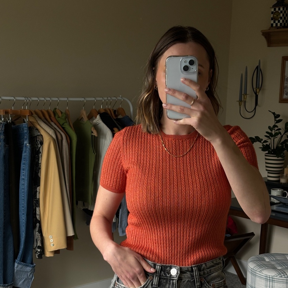 Brooks Brothers cable knit silk top